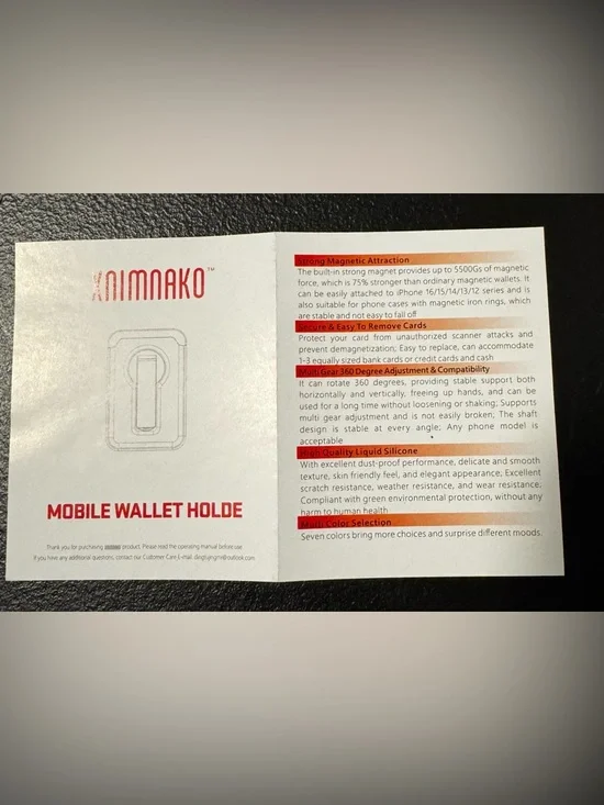 magnetic mobile wallet and phone stand - ice blue color - Picture 3 of 6